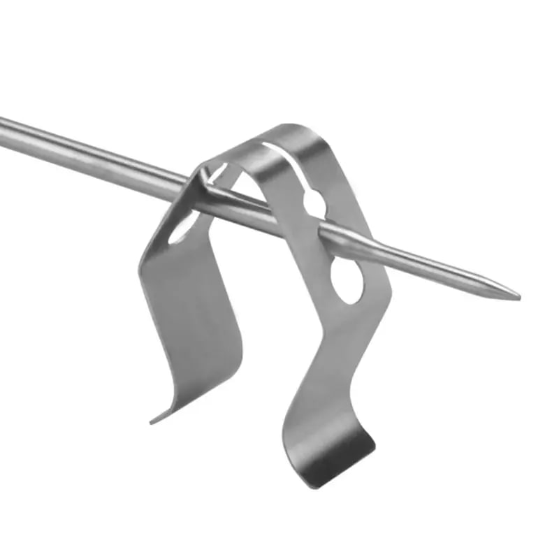 OOTDTY Stainless Steel BBQ Thermometer Probe Clip Holder, Silver, 4 x 4 x