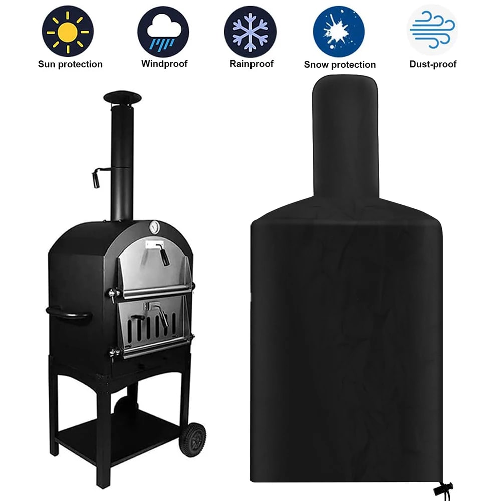 Pizza Oven Cover, Black Waterproof 190T Oxford Cloth, 170 x 65 x 55 cm