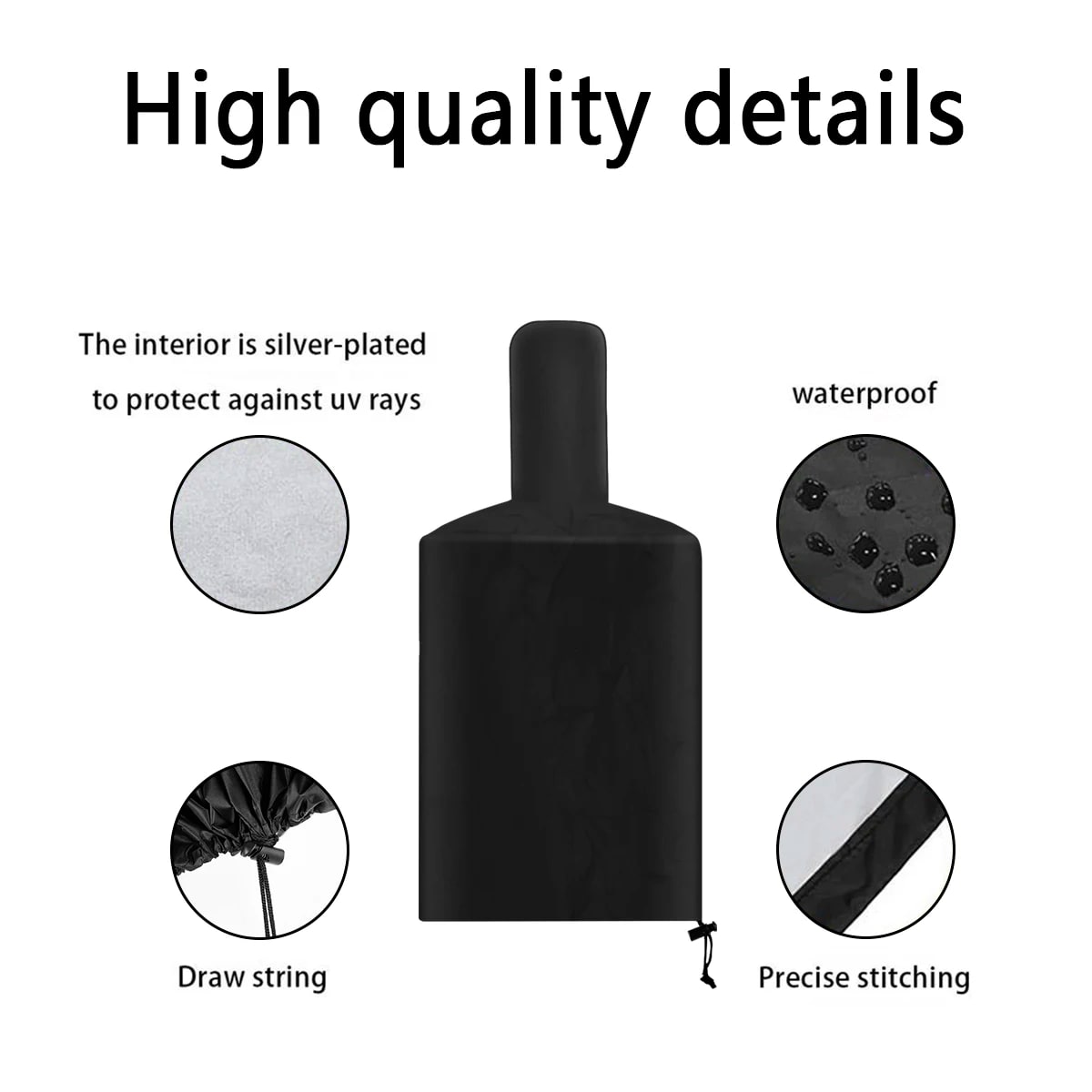 Pizza Oven Cover, Black Waterproof 190T Oxford Cloth, 170 x 65 x 55 cm