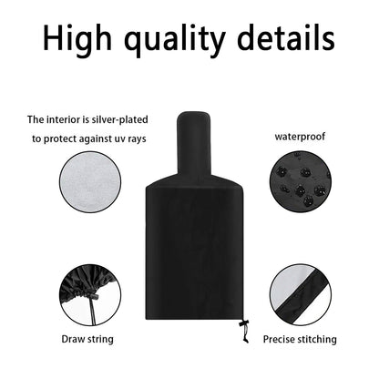 Pizza Oven Cover, Black Waterproof 190T Oxford Cloth, 170 x 65 x 55 cm