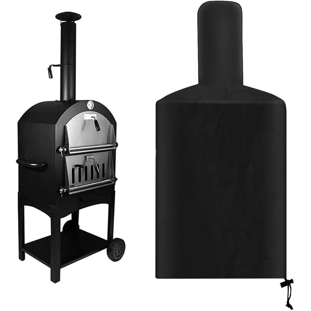 Pizza Oven Cover, Black Waterproof 190T Oxford Cloth, 170 x 65 x 55 cm