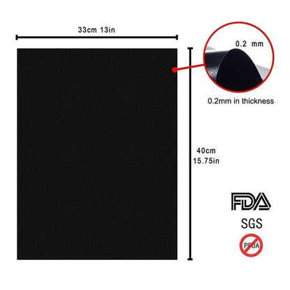 Reusable Non-Stick BBQ Grill Mat 40 x 33cm Fabric Cooking Sheet, 3 or 5 Pack