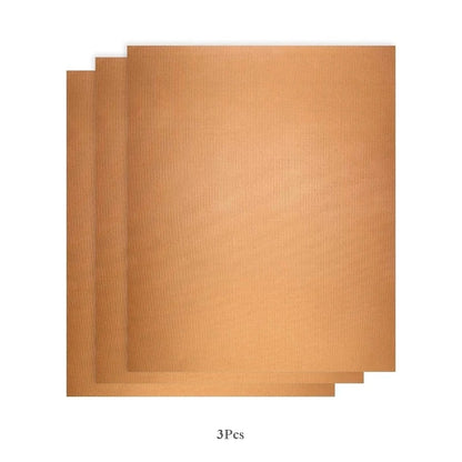Reusable Non-Stick BBQ Grill Mat 40 x 33cm Fabric Cooking Sheet, 3 or 5 Pack - 3pcs Bronze