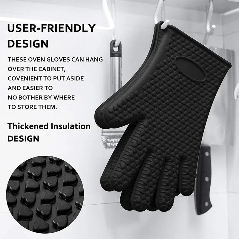 Heat-Insulated Rubber BBQ and Oven Gloves, Venlohome 1 or 2 Piece Options