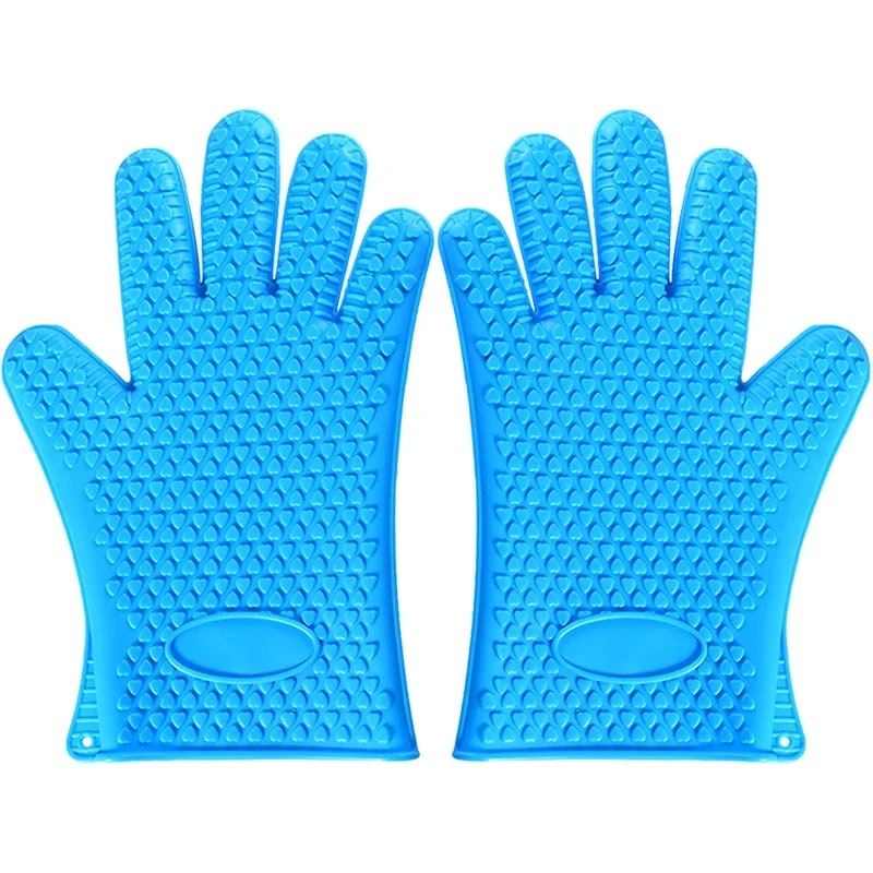 Heat-Insulated Rubber BBQ and Oven Gloves, Venlohome 1 or 2 Piece Options - 2Pcs Blue