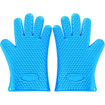 Heat-Insulated Rubber BBQ and Oven Gloves, Venlohome 1 or 2 Piece Options - 2Pcs Blue