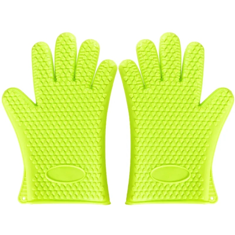 Heat-Insulated Rubber BBQ and Oven Gloves, Venlohome 1 or 2 Piece Options - 2Pcs Green