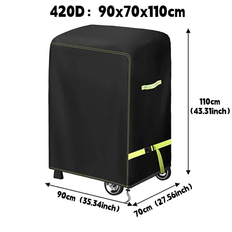 420D BBQ Grill Cover, Waterproof Black Fabric Barbecue Cover, 3 Sizes - 420D 90x70x110cm