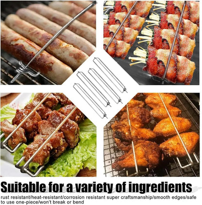 Chicken Wing Grill Rails Set with Silicone Brush, 8 Stainless Steel Rails, 29.97cm