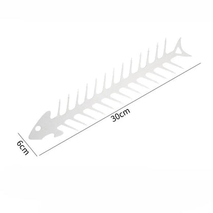 Fish Bone Shape Stainless Steel BBQ Skewer, 30 x 6cm Reusable Roasting Fork