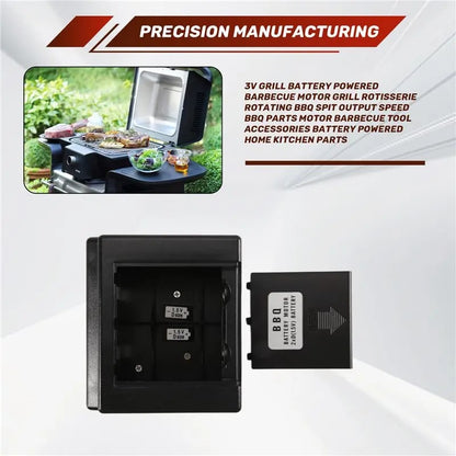 3V Battery-Powered BBQ Rotisserie Motor, CW/CCW, 8 x 8mm Port, FD605A