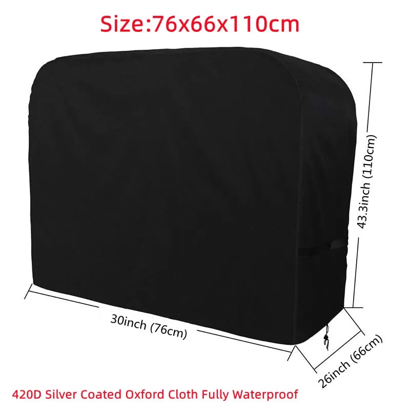 420D Oxford PU BBQ Grill Cover, Waterproof Dustproof Anti-UV, Multiple Sizes - 420D 76x66x110cm