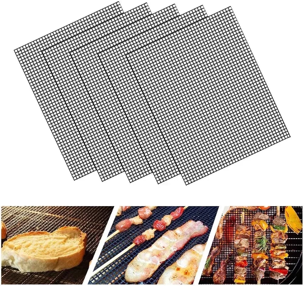 Cuttable BBQ Grill Mesh Mat Liner, Round or Rectangular