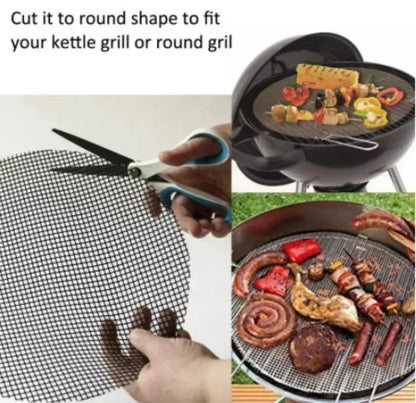 Cuttable BBQ Grill Mesh Mat Liner, Round or Rectangular