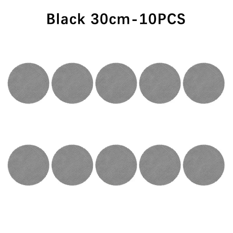 Cuttable BBQ Grill Mesh Mat Liner, Round or Rectangular - Round C-10PCS