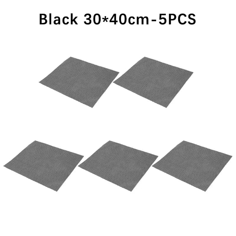 Cuttable BBQ Grill Mesh Mat Liner, Round or Rectangular - Quadrate B-5PCS