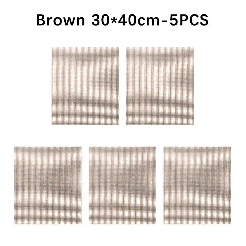 Cuttable BBQ Grill Mesh Mat Liner, Round or Rectangular - Quadrate C-5PCS
