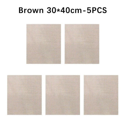 Cuttable BBQ Grill Mesh Mat Liner, Round or Rectangular - Quadrate C-5PCS