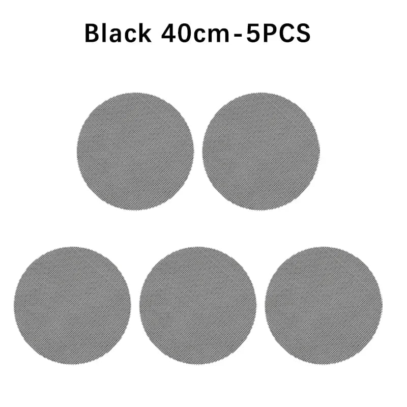 Cuttable BBQ Grill Mesh Mat Liner, Round or Rectangular - Round A-5PCS