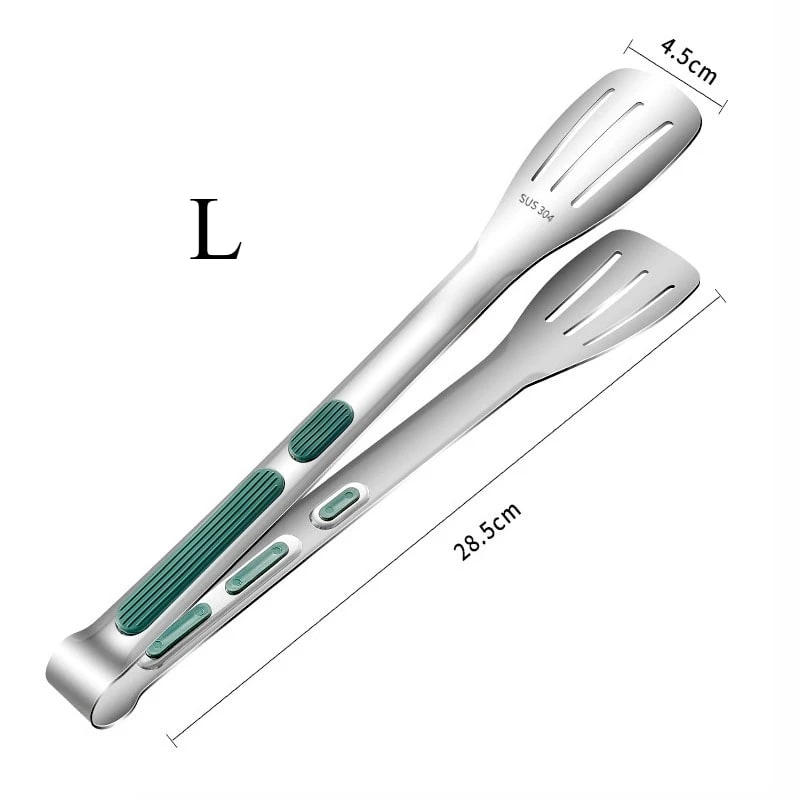 304 Stainless Steel Food Tongs for BBQ, Grilling and Kitchen Use, S/M/L - L