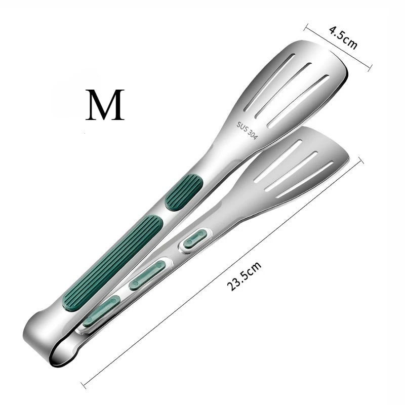 304 Stainless Steel Food Tongs for BBQ, Grilling and Kitchen Use, S/M/L - M