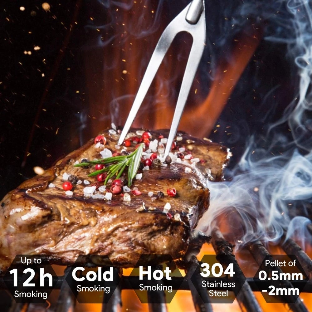 buyyes Cold Smoke Generator M Metal BBQ Smoker, Silver, 4.5cm
