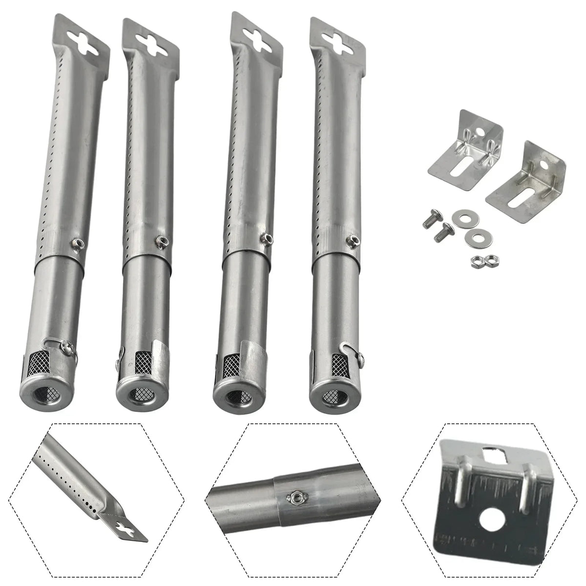 Adjustable Stainless Steel BBQ Tube Burners 30-45cm, 25.4mm, 4 Pack