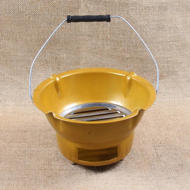 Mini Charcoal BBQ Grill, Iron Japanese-Style Outdoor Stove, 20cm - Golden stove