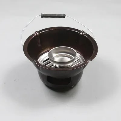 Mini Charcoal BBQ Grill, Iron Japanese-Style Outdoor Stove, 20cm - Pink