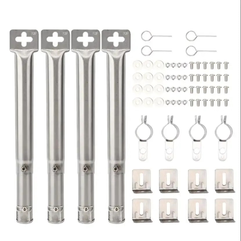 Adjustable Stainless Steel BBQ Gas Grill Burners, 4 Pack, 30-45cm