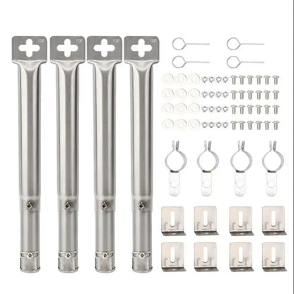 Adjustable Stainless Steel BBQ Gas Grill Burners, 4 Pack, 30-45cm