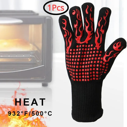 Heat-Resistant BBQ and Oven Gloves, Red, 1 Glove or Pair - 1pcs red