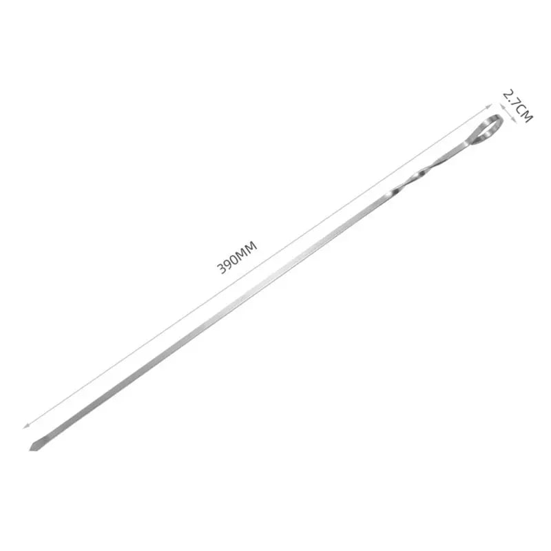 Stainless Steel BBQ Skewers with Storage Bag, 390mm, 6/10/12/20 Piece Options