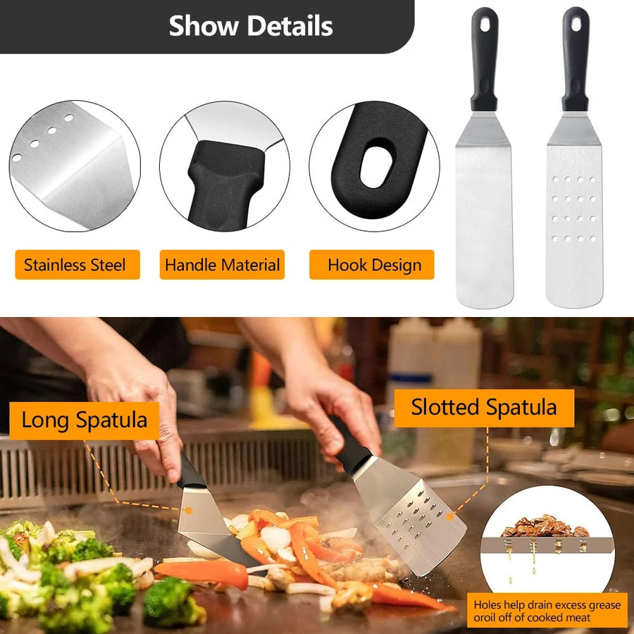 Stainless Steel Griddle Accessories Kit, Flat Top BBQ Tools, 8 or 17 Pieces