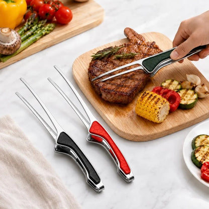 Metal Barbecue Tongs, 24cm, Non-Slip Grip, Set of 2