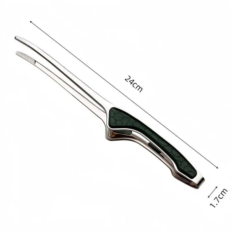 Metal Barbecue Tongs, 24cm, Non-Slip Grip, Set of 2 - green-silvery