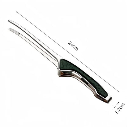 Metal Barbecue Tongs, 24cm, Non-Slip Grip, Set of 2 - green-silvery