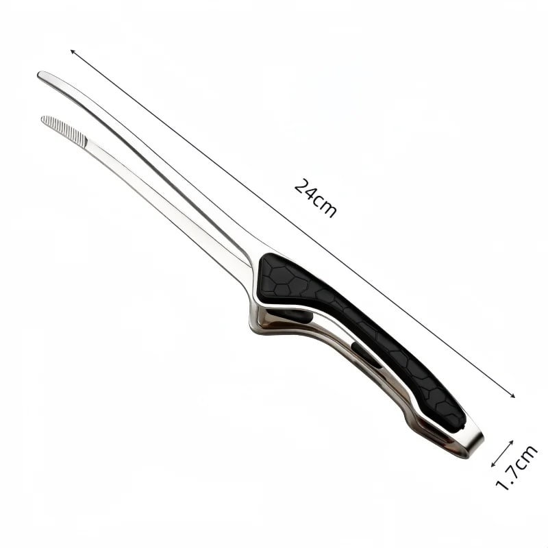 Metal Barbecue Tongs, 24cm, Non-Slip Grip, Set of 2 - black-silvery
