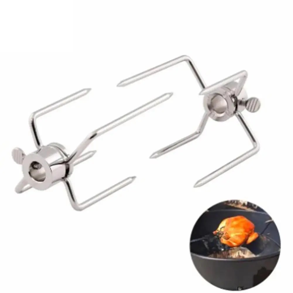 Stainless Steel Rotisserie BBQ Fork Skewer Attachment, Silver, 145 x 85 x 105mm