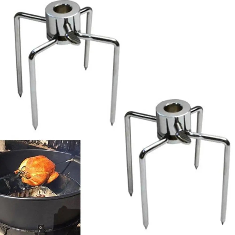Stainless Steel Rotisserie BBQ Fork Skewer Attachment, Silver, 145 x 85 x 105mm