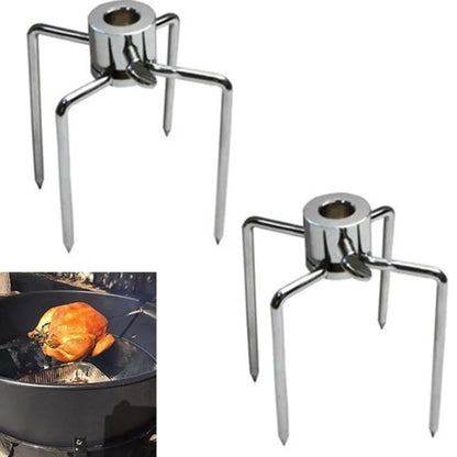 Stainless Steel Rotisserie BBQ Fork Skewer Attachment, Silver, 145 x 85 x 105mm