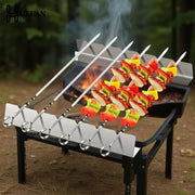 HUXUAN Stainless Steel BBQ Skewer Rack Pair, 30 x 4.5 x 3 cm