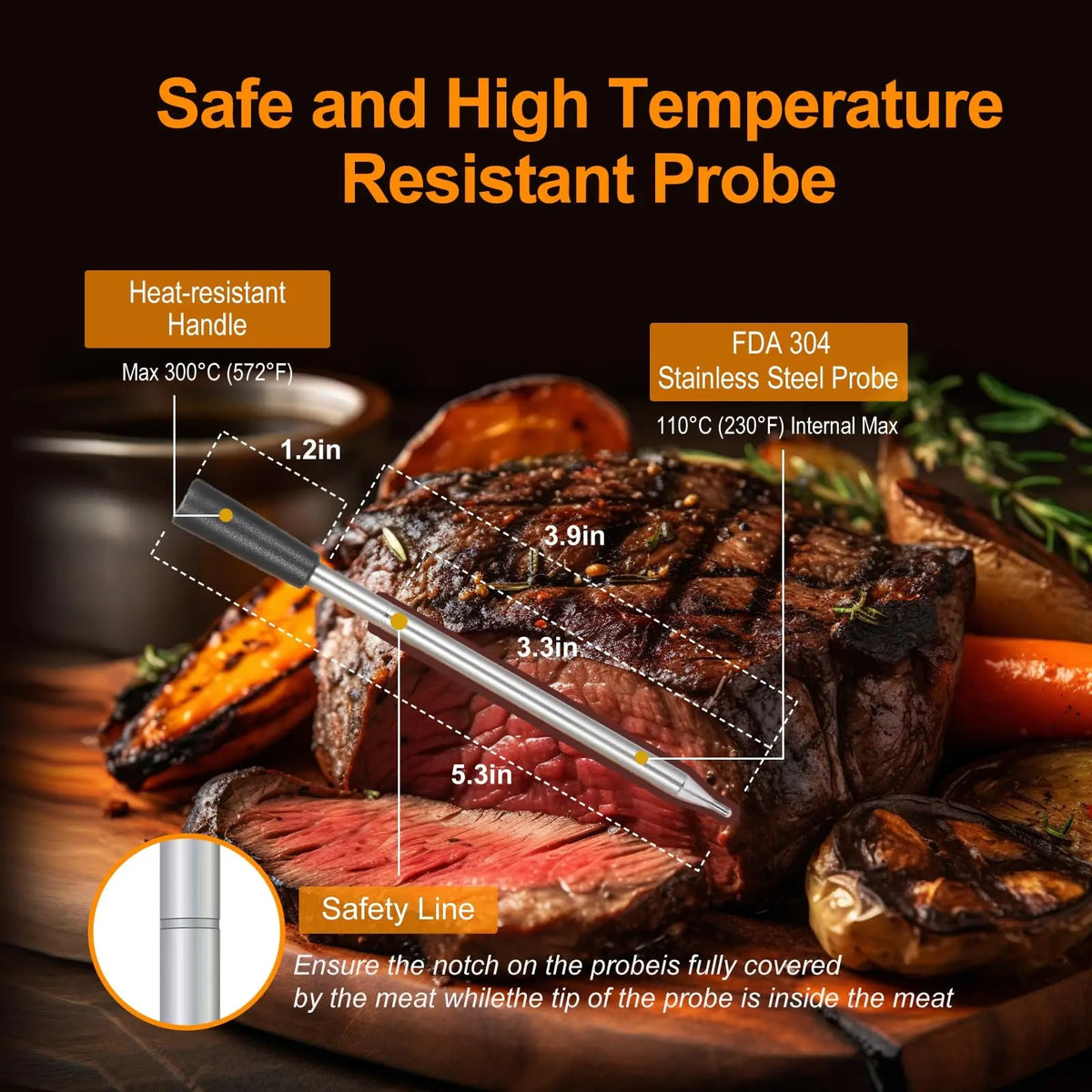 WENMEICE Wireless Meat Thermometer with Bluetooth, 330ft Range