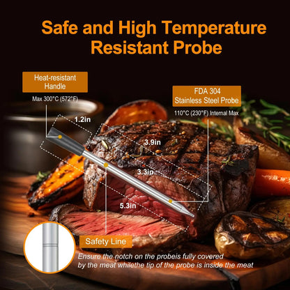 WENMEICE Wireless Meat Thermometer with Bluetooth, 330ft Range