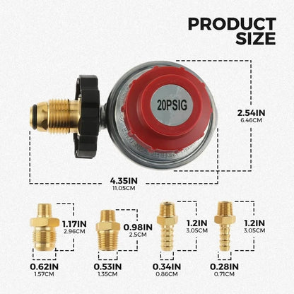 bbqdeals Adjustable Propane Regulator Valve Kit, 0-20 PSI, POL Connector