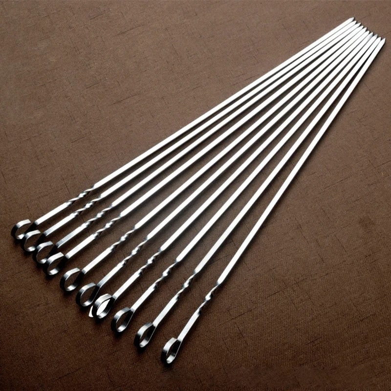 40cm Stainless Steel Flat BBQ Skewers, 6, 10 or 12 Pack
