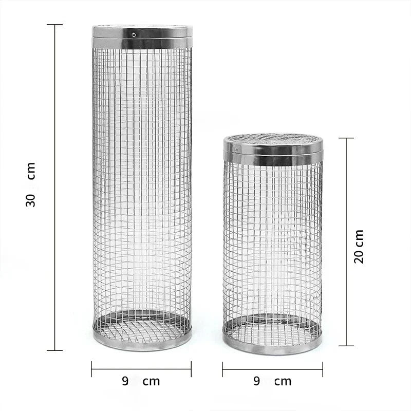 Stainless Steel Rolling Grill Basket Portable Barbecue Cage, S or L