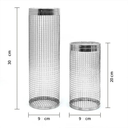 Stainless Steel Rolling Grill Basket Portable Barbecue Cage, S or L