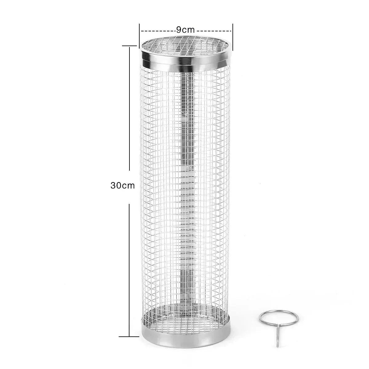 Stainless Steel Rolling Grill Basket Portable Barbecue Cage, S or L - L