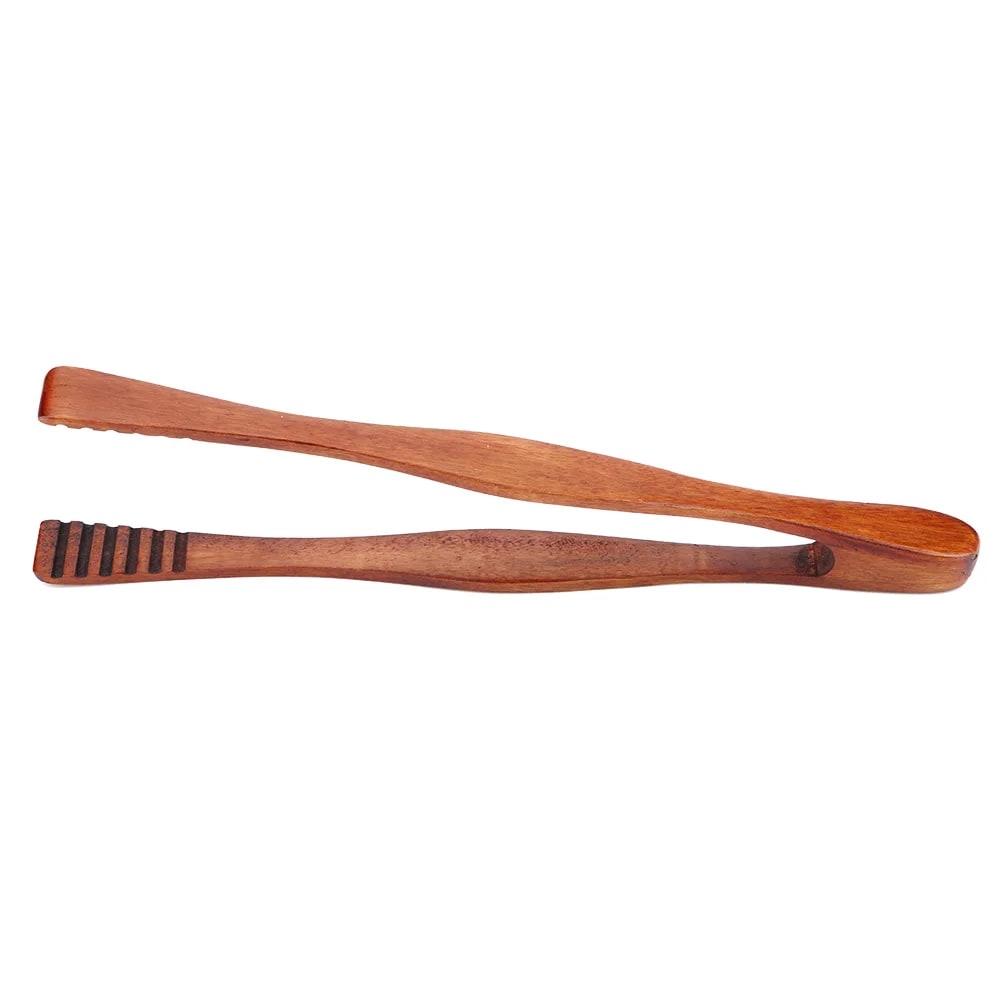 Qiilu Wooden BBQ Serving Tongs 26.5cm for Buffet, Salad and Bread